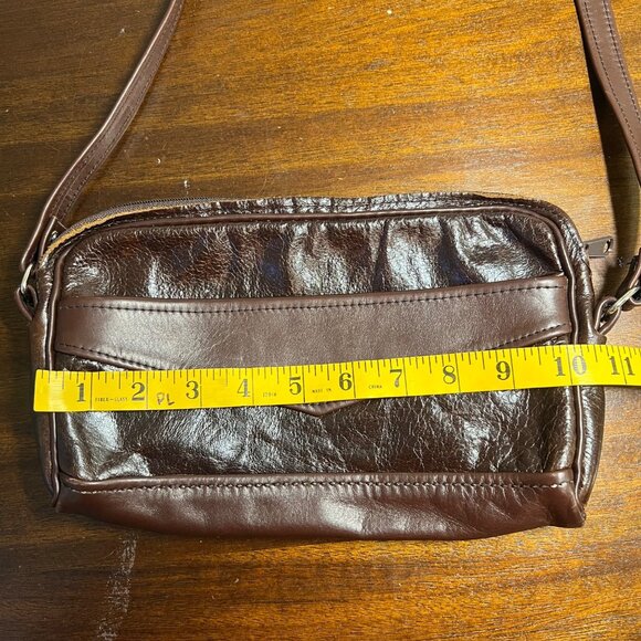 Chocolate Brown Leather Small Shoulder Baguette Bag Y2K 2010s Indie Boho Travel - Picture 8 of 8